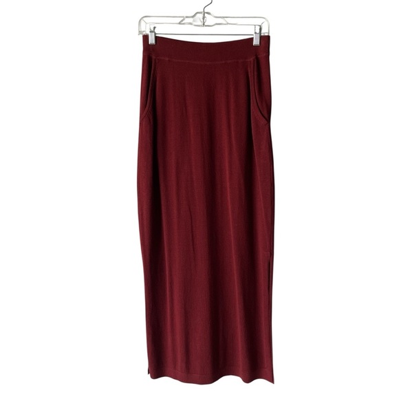 Peruvian Connection D'orsay Pima Cotton Maxi Skirt With Pockets/Slits S Maroon - Picture 2 of 10